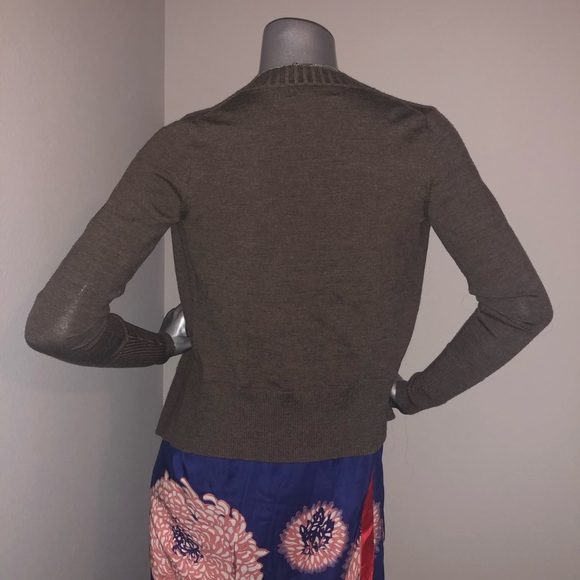 Banana Republic long sleeve merino extra fine wool cardigan in chocolate - Picture 4 of 8